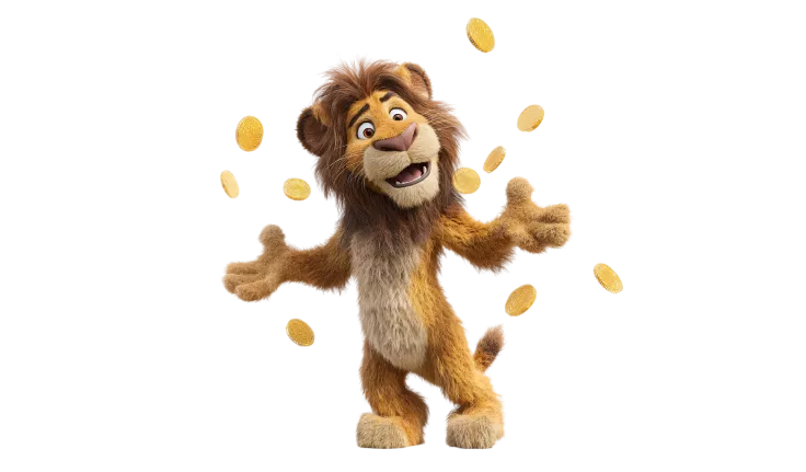 Glückslöwe mit Goldmünzen – Löwen Play