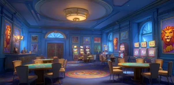 Casino-Spielhalle mit Tischen und Slots